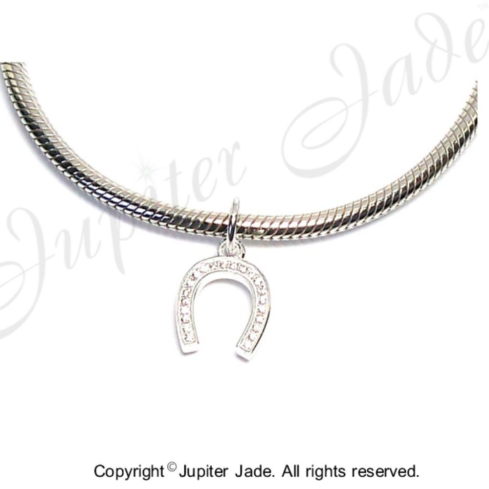 FREE S/H  925 Silver horseshoe charm- fits Pandora bracelets